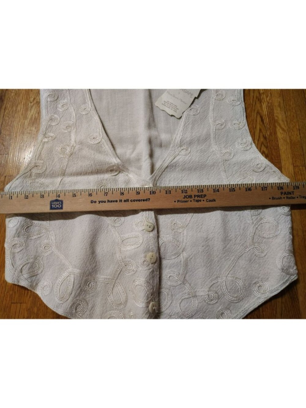 Takasami embroidered cream cotton vest Western cottagecore Mexican style - Picture 5 of 8